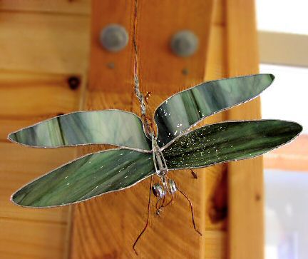 Green glass dragonfly