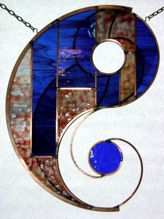 Imagining Yin stained glass hanging view 2