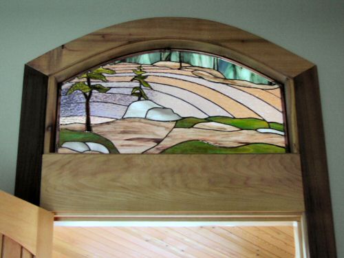 Spectacle Lake Stained Glass transom window ©