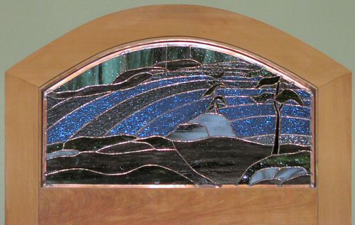 Spectacle Lake stained glass transom ©