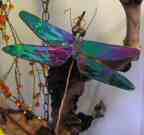 "Green Iridescent Dragonfly" glass and copper
